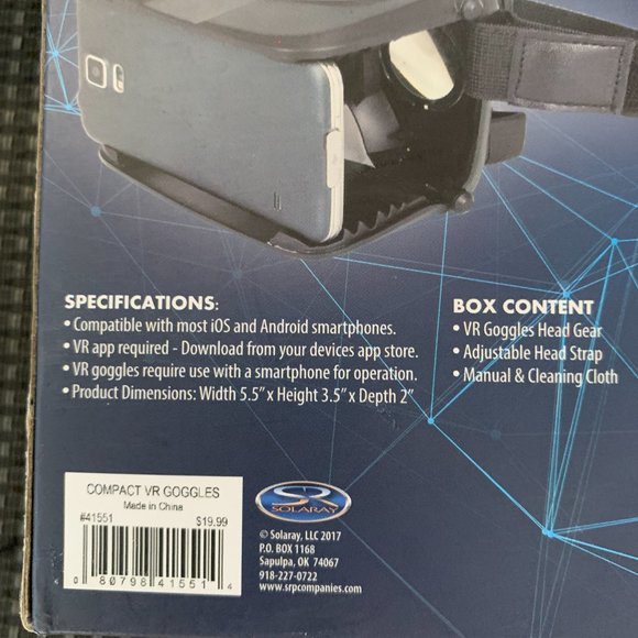 NIB VR Gear Portable Plug & Play, fits smartphones 4.5-6.0 in screen, Solaray - Picture 5 of 7